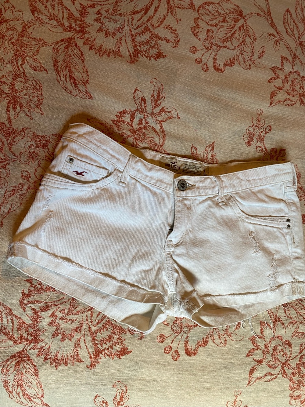 Hollister White Low-Rise Denim Shorts